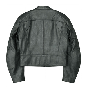 Unisex Brown PU <b>Leather</b> Moto <b>Jacket</b> Stand Collar Zipper Closure Slim Fit <b>Winter</b> Waterproof Breathable Eco-Friendly - Product Image 2