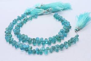Apatita azul cielo natural, forma de lágrima suave, briolette de 5x7 mm, cuentas de piedras preciosas de apatita azul en forma de lágrima para la fabricación de joyas al por mayor. - Product Image 4