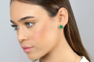 ต่างหูออนิกซ์สีเขียวธรรมชาติ 100% เงินแท้ 925 ทำมือ ทรงกลม ประดับพลอย สำหรับผู้หญิง ขายส่งเครื่องประดับ - Product Image 5