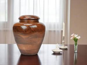 Urne décorative commémorative pour cendres funéraires, motif grain de bois avec couvercle, pour la commémoration à domicile - Product Image 2