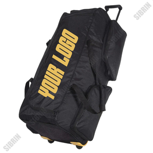 Sac de sport à roulettes SIBRIN noir uni, grande capacité, tissu résistant à l'eau, pour bâtons et équipement de cricket - Product Image 1
