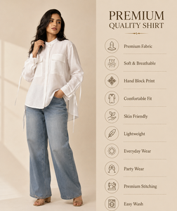 เสื้อผู้หญิงคอปกพับผ้าฝ้าย/ลินินสีขาวทอเนื้อแน่นคุณภาพสูงแบบพิเศษ พร้อมเสื้อแขนหลวมสไตล์ลำลองแบบขายส่ง - Product Image 2