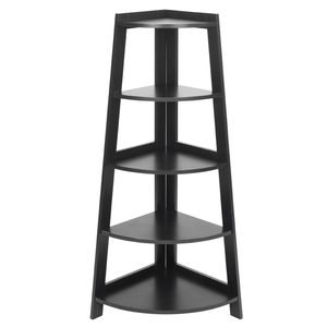 Scaffale angolare a 5 ripiani in legno per esposizione mobili domestici - Nero - Product Image 2