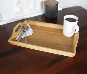 Bandeja de servir de madera hecha a mano, superficie lisa, diseño duradero, adecuada para servir desayuno, café, té, bocadillos, cocina, comedor. - Product Image 4