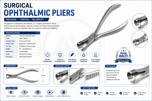 Pinzas Quirúrgicas Oftálmicas Manuales de Acero Inoxidable, Certificación CE ISO13485 Clase I, Instrumento con Agarre Fácil para Operaciones Quirúrgicas - Product Image 6