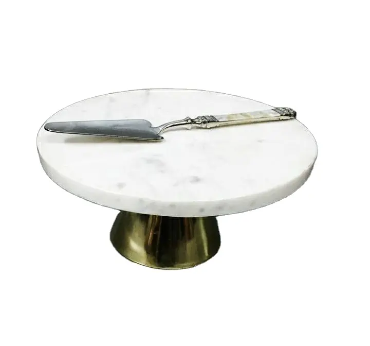 Christmas Gift Natural Marble & Metal Cake stand For Festive Occasions Wedding Cake Tool Latest Pastry Platter At Best Price
