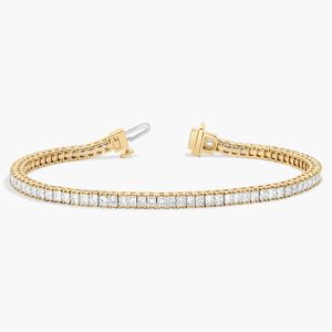 7" Princess Cut Lab Grown Diamond Filled Tennis <b>Bracelet</b> in Yellow Gold Luxury - Product Image 1