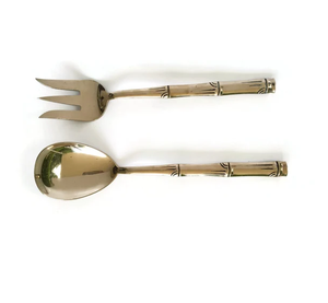 Ensemble de serveurs à salade en acier inoxydable et laiton, manche en laiton durable personnalisé, fourchette et cuillère sur mesure, design personnalisé, ustensiles d'hôtel - Product Image 5