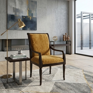 Fauteuil de salle à manger classique en bois massif avec pieds tournés, chaise d'appoint rembourrée en velours, mobilier d'ambiance pour hôtels et restaurants, meubles d'art pur - Product Image 5