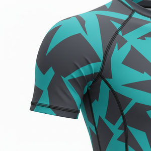 Chemise de sport unisexe à manches longues, protection UV UPF50+, séchage rapide, polyester et nylon, imprimé géométrique gris-vert, pour la natation et le surf - Product Image 4