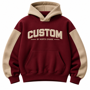 Nueva Sudadera con Capucha Estilo Color Block Bordada Personalizada, Color Marrón Beige, con Bolsillo, Unisex, Informal, de Forro Polar, para Invierno, 100% - Product Image 1
