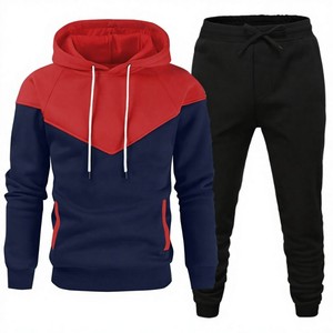 Custom Color Blocking Hooded Sweatshirt With Drawstring Full Sleeve Tracksuit <b>Set</b> Polyester Casual Autumn Wear Regular Fit OEM - Product Image 3