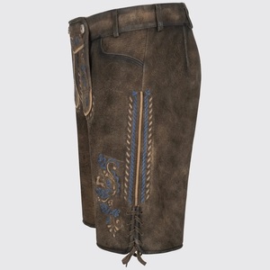 Pantalon court authentique en toile de style formel foncé avec design à motif genouillère, en cuir bavarois de la meilleure qualité pour hommes, vente en gros - Product Image 3