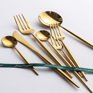 Ensemble de couverts en acier inoxydable plaqué or, plusieurs tailles, fourchette, cuillère, couteau, pour cuisine - Product Image 3