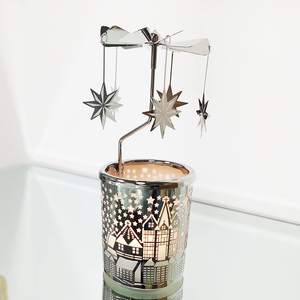 Porte-bougie rotatif en métal Silver Star, carrousel pour bougies chauffe-plat, pour décoration intérieure, centre de table, festive - Product Image 5