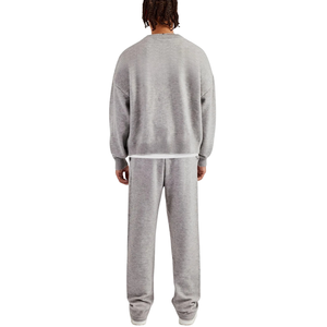 Conjunto Deportivo de Dos Piezas para Hombre, Cuello Redondo, Color Sólido, Sudadera con Capucha, Manga Larga, Cintura Elástica, Pantalones de Pierna Recta, Estilo Casual Holgado - Product Image 2