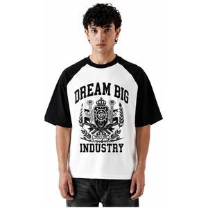 Custom Men's Oversized Raglan T Shirt Black <b>White</b> Short Sleeve Graphic Printed Streetwear Casual <b>Tee</b> OEM ODM - Product Image 1