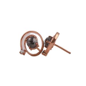 Pendientes de Diamantes Naturales en Espiral con Corte Sal y Pimienta / Pendientes Hechos a Mano con Diamantes de Corte Ovalado para Ella, Regalo - Product Image 2