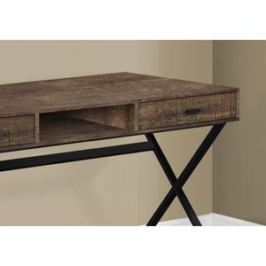 Contemporary Modern 48\"L Home <b>Office</b> Laptop Computer Desk with Storage <b>Drawers</b> Brown Laminate and Black Metal - Product Image 3