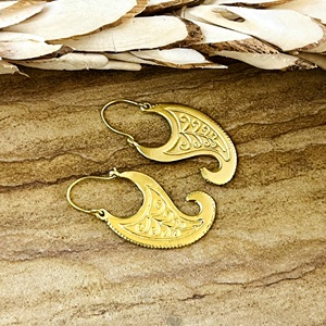 Nuevos Pendientes de Aro con Diseño Tribal Paisley, Joyería Boho de Latón para Mujer, Chapados en Oro de 18k, con Espirales Florales Colgantes [Venta al por Mayor/OEM/ODM] - Product Image 2
