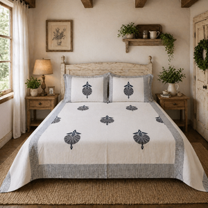 Jaipur Hand <b>Block</b> Printed Premium Floral <b>Bed</b> Sheet Set King Size Pure Cotton Soft Breathable Durable Sustainable Non Toxic Dye - Product Image 5