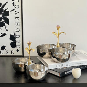 Bol de service double en argent de luxe avec poignée en forme de renne doré, élégant plateau à noix en métal pour la décoration de Noël à la maison - Product Image 5
