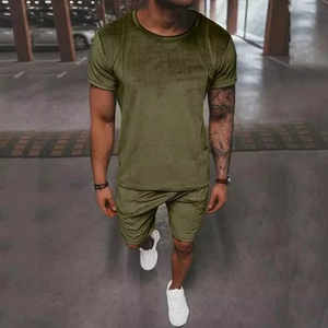 Camisetas de Fabricante, Holgadas, de Manga Corta, 100% Algodón, 280 GSM, Camiseta Gruesa para Hombre, Conjunto de Camiseta y Pantalones Cortos - Product Image 4