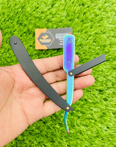 Classic Sustainable Barber Straight <b>Razor</b> Throat Shaving Safety <b>Razor</b> Rainbow Design Stainless Steel <b>Single</b> <b>Blade</b> Safe Underarm - Product Image 4
