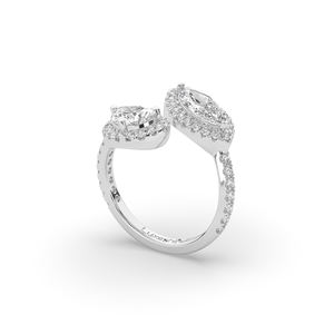 Anillo de Diamante de Laboratorio con Corte Pera y Marquesa de 2.55 Quilates, Oro de 14K, Diseño Minimalista Único y Ligero, Anillo de Compromiso, Regalo de Boda - Product Image 5