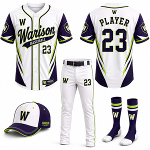 Unisex Baseball Uniform Set Sublimation Printing 100% Polyester Plus Size Baseball Teamwear Uniform Kit - Product Image 3