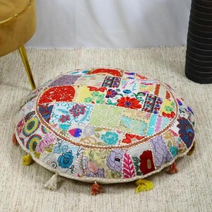 Handmade Embroidered Patchwork <b>Floor</b> Cushion <b>Cover</b> - Product Image 1