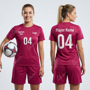 Conjunto de Uniforme de Fútbol Femenino Personalizado, Pantalones Cortos Transpirables, Elásticos, de Secado Rápido, que Absorben la Humedad, 100% Poliéster, Ropa Deportiva - Product Image 3