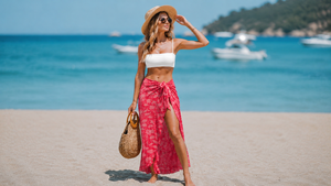 Sarong long d'été imprimé tige de lotus, moelleux, avec volants, séchage rapide - Product Image 4