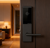 Serrure de porte intelligente commerciale pour hôtel avec clé, corps en aluminium anodisé, enregistrement de données RFID M1, batterie durable 1 an, installation facile