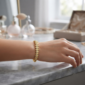 Brazalete de tenis con diamantes cultivados en laboratorio, con barras acanaladas graduadas - Product Image 3