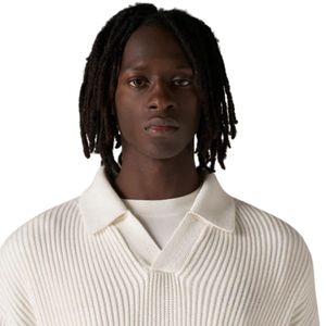 Men Heavy Washed Rib Knit Polo Sweater <b>Neutral</b> Long Sleeve Soft Textured Pullover Casual Winter Top Cotton Blend OEM - Product Image 5