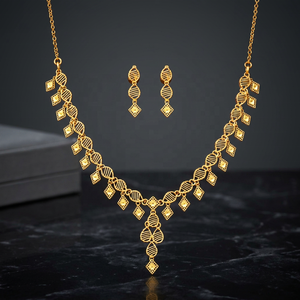 Ensemble de bijoux de mode en gros au design traditionnel, plaqué or micron 14K 18K 24K, style turc, style Dubaï, ensemble de colliers de mariage - Product Image 6