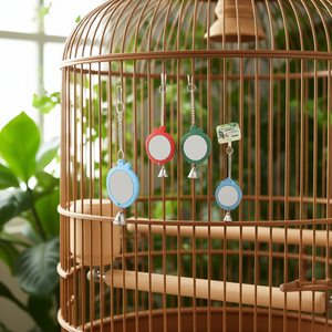 Miroir pour oiseaux Yommy 7,5 cm avec cloche pour accessoires de cage - Product Image 3