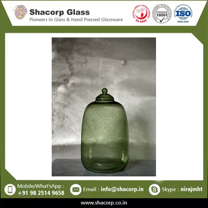 Pot en verre à bulles vert de luxe avec couvercle pour le stockage d'aliments secs et la décoration de la maison au meilleur prix - Product Image 6