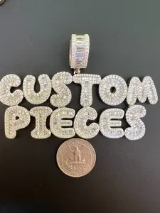 Colgante Personalizado con Nombre en Plata de Ley, Estilo Hip Hop, con Letra de Moissanita de Corte Brillante, Joyería de Lujo con Brillo, Estilo Rapper - Product Image 4