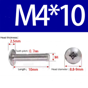 Tornillos de Cabeza de Hongo en Oferta del Fabricante, Tornillos de <span class=keywords><strong>M</strong></span>áquina de Cabeza Plana Grande, Galvanizados, de Acero Inoxidable SS304, con Cabeza Phillips - Product Image 4