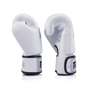 Fairtex White Boxing <b>Gloves</b> Genuine Leather Full Finger Hook & Loop Closure Adults Training Kickboxing Muay Thai <b>Gloves</b> - Product Image 4