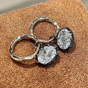 Boucles d'oreilles créoles ovales Gypset Vana Jewels, sertissage minimaliste, aspect or jaune noir, argent sterling 925, audacieuses - Product Image 1