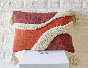 Tufted Boho Cushion Cover By Indian Textiles H/L Handwoven Decorative <b>Throw</b> <b>Pillow</b> Luxury Boho <b>Pillow</b> - Product Image 3