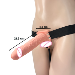 Vibromasseur rechargeable en silicone, 8 pouces, à forte vibration, avec sangle creuse, pour hommes et femmes. - Product Image 3