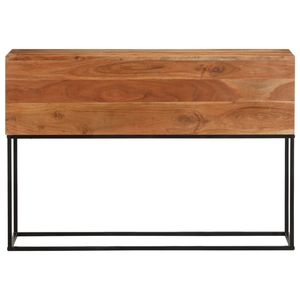 Mesa Consola Estrecha de Madera de Acacia Negra Sólida y Hierro, Diseño de Madera Natural y Hierro - Product Image 2