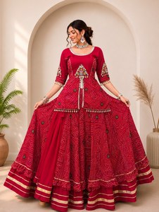 VISHNU K DESIGNS Lehenga Choli Azul para Mujer, Vestido Étnico Tradicional Indio de Algodón, Largo hasta el Suelo, de Secado Rápido, para Bodas y Fiestas - Product Image 3