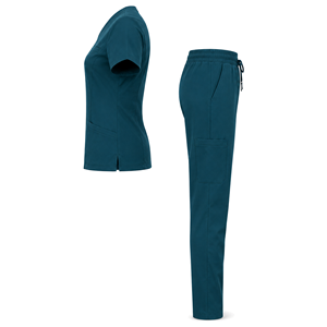 Ensemble de Blouse Médicale Personnalisée pour Femme, Col en V, Manches Courtes, Uniforme d'Infirmière, Tenue de Travail Médicale Deux Pièces, Fabricant OEM ODM en Gros - Product Image 4