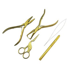 Professional Steel Silicone Hair Extension Weft Application <b>Tools</b> Kit Pliers <b>Thread</b> Clips | Strong Hold Durable Salon Use - Product Image 1
