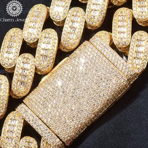 Charm Jewels Men's/Unisex <b>Statement</b> <b>Necklace</b> Moissanite Brilliant Cut 925 Silver 14K Gold Plated Link Chain IGI Certified Hiphop - Product Image 6